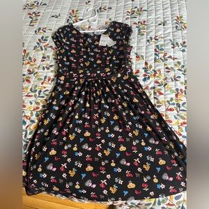 NWT 10P Boden Amelie Jersey Dress—Black, Woodland Bud